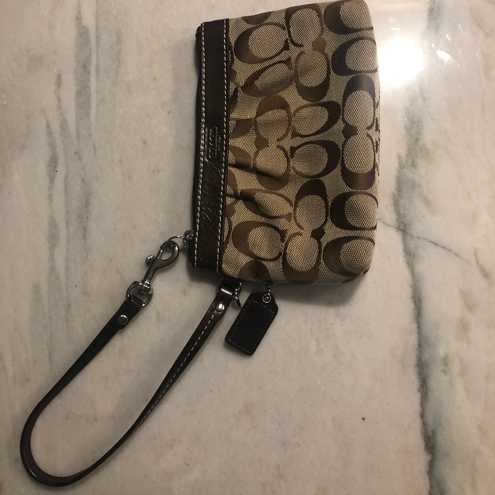 Brown Signature Coach Wristlet